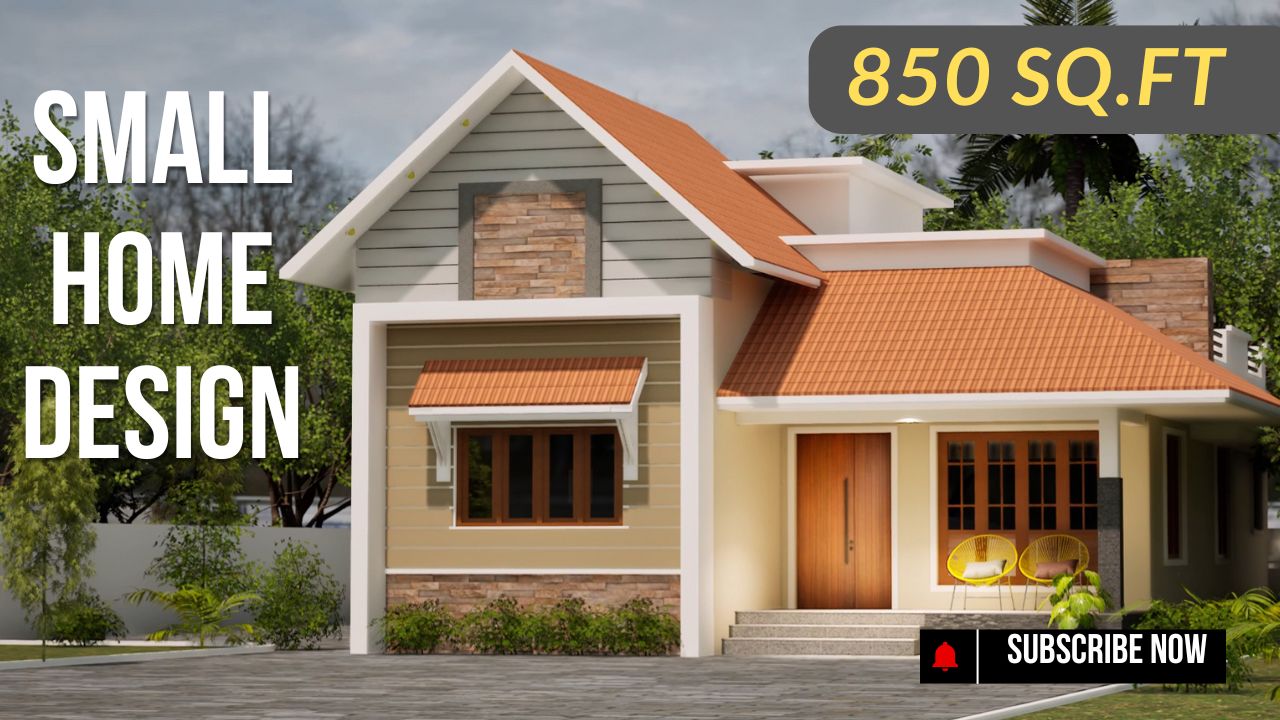 Small Home Design | 850 Sq. Ft. Floor Plan with 2 Bedrooms, Living Room, Kitchen, Dining, and Staircase